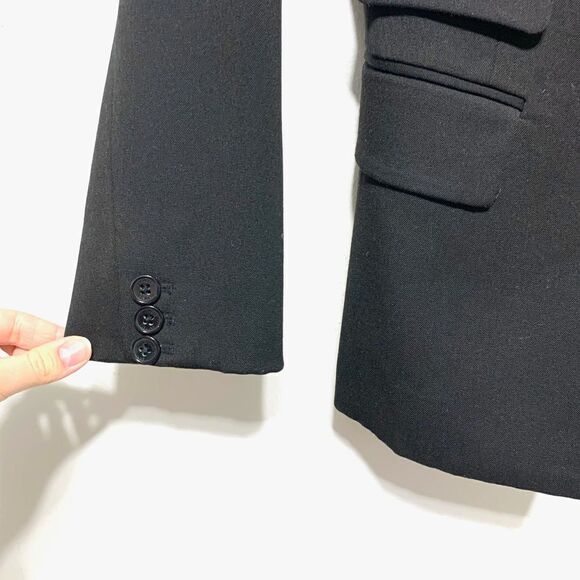 Express Black Button Up Dress Work Career Fitted Blazer Long Sleeves size 0 - Picture 2 of 7